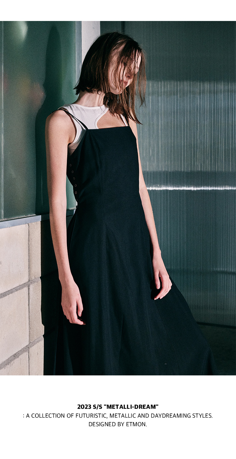 ワンピース ETMON Color Block Line Dress, Black Color Block Tennis Dress - Black - Blanc Noir Online Store