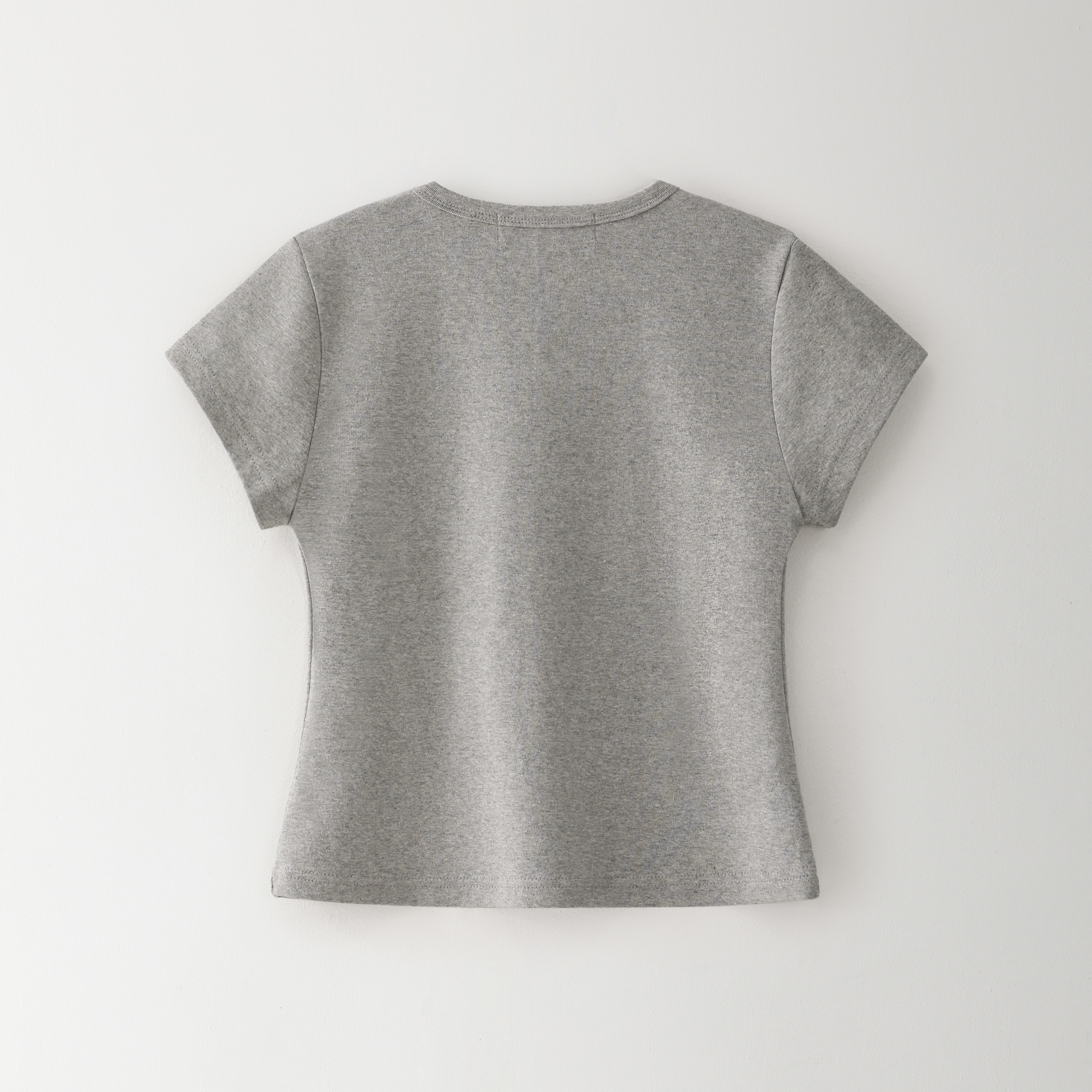 Bluesf 'I Love Cat' crop tee [Melange Grey] | ファッション通販