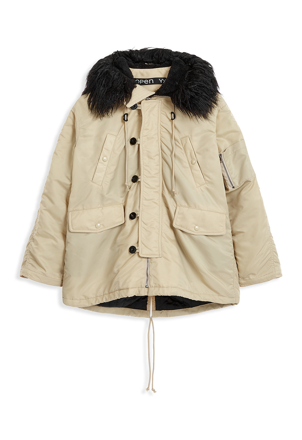[OPEN YY]OVERSIZED FAUX FUR HOOD PARKA, BEIGE-大人気 한섬 EQL