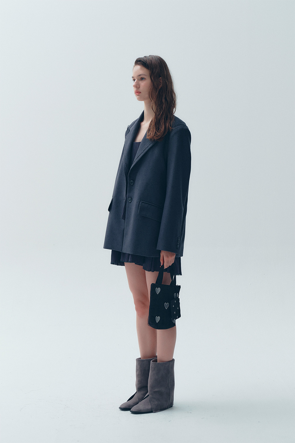 【SOFT SEOUL】 CUTOFF OVERFIT SINGLE JACKET [GREY] 한섬 EQL