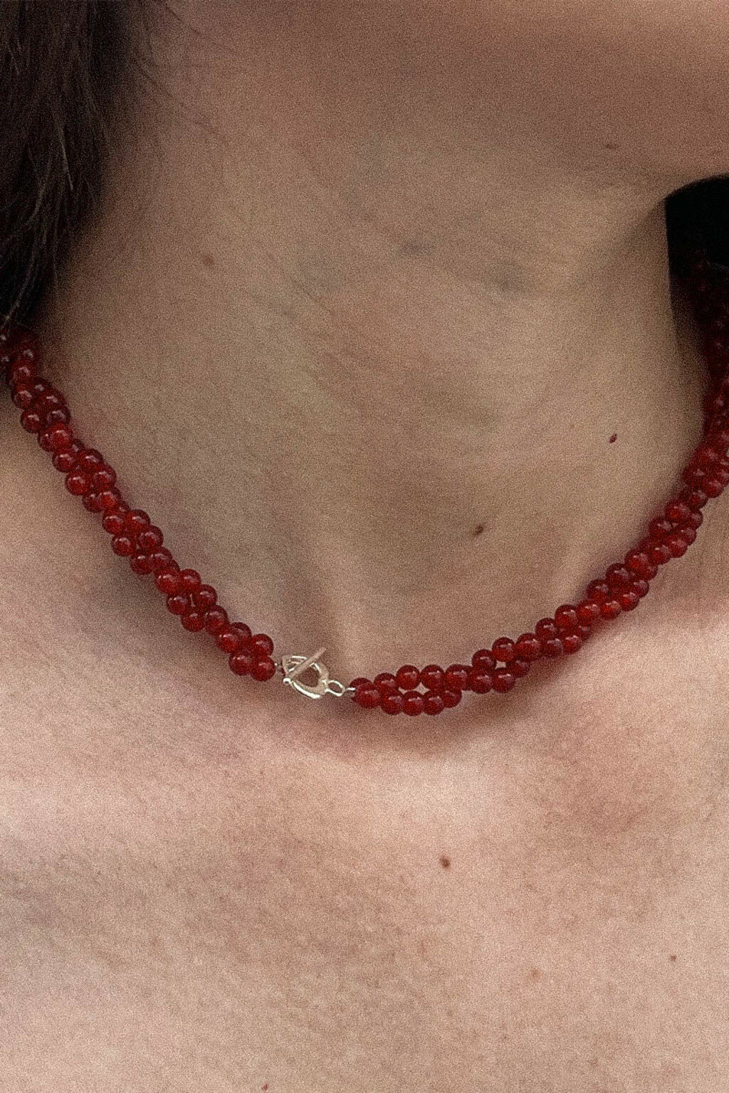 韓国人気【leeENoir】Dot Toggle Pearl Necklace/追跡付 leeENoir] 韓国アクセ☆Dot Toggle Pearl Necklace_全2色