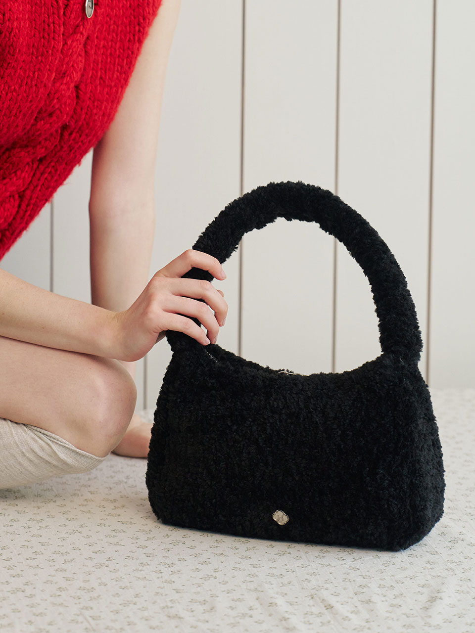 ★HEEARI★ [4th Reorder] Ange Fur Tote Bag_Ivory 한섬 EQL