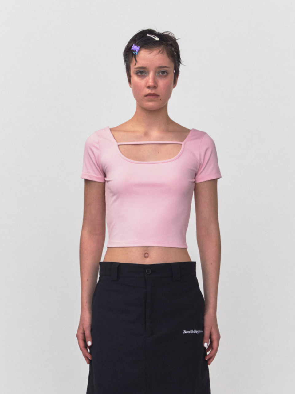 安心国内発送【Rest&Recreation】RR STRAP CROP TOP クロップド 한섬 EQL