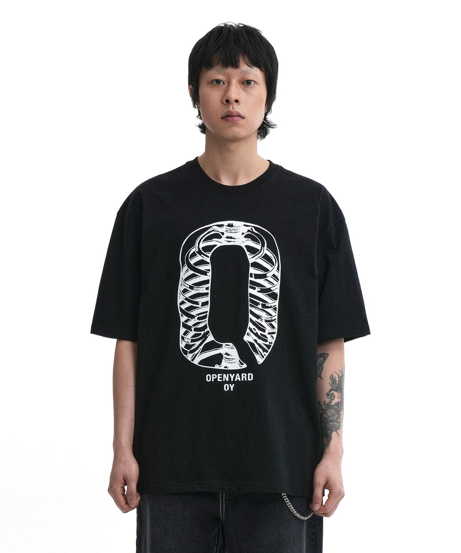 ★OY★BONE HAND CROPPED TEE - BLACK★正規品/韓国直送料込 OY/オーワイ』 OY BONE T/OYボーン Tシャツ OY│A'GEM/9×.KOM