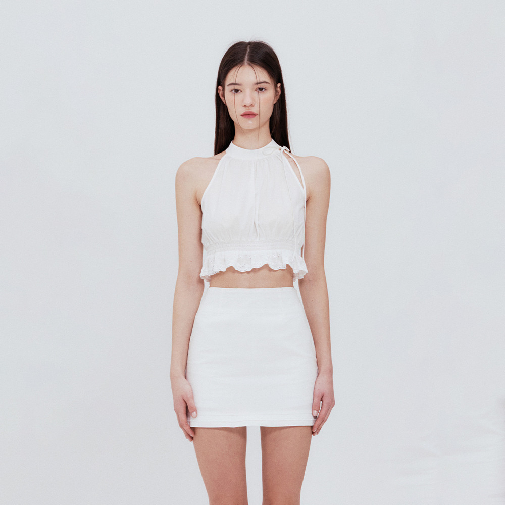 【韓国 Not your rose】Lace frill mini dress (Ivory/Black) NOTYOURROSE】Lace frill mini dress | OUR BRAND,NOT YOUR ROSE