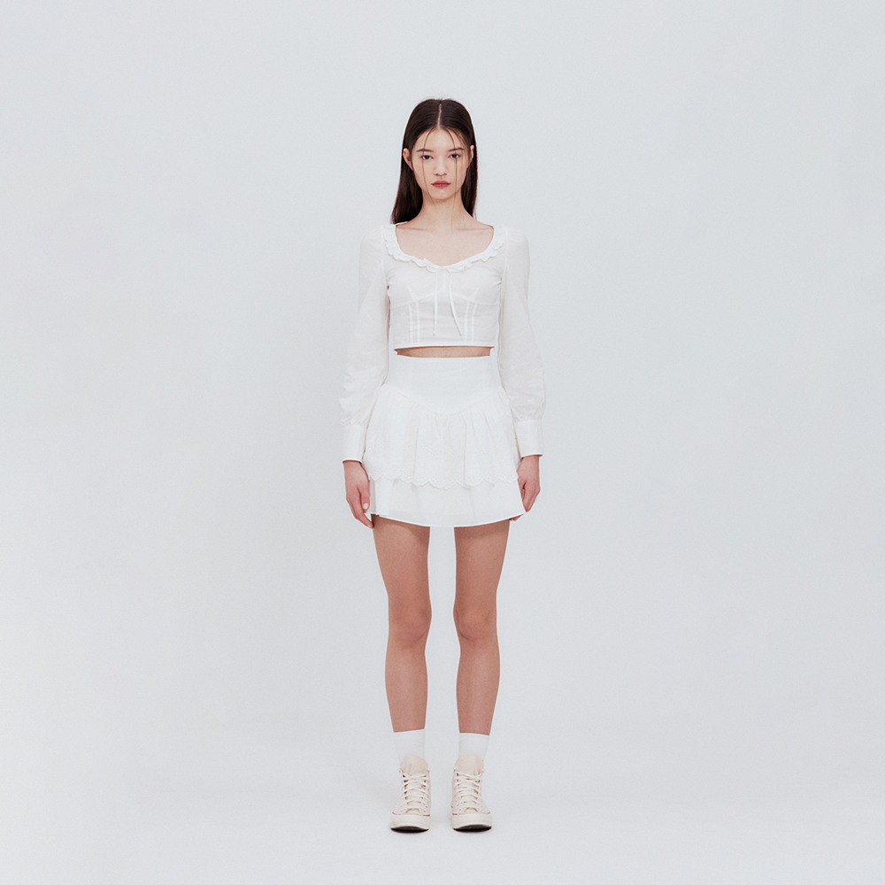 【韓国 Not your rose】Irene skirt (Ivory/black) Irene skirt (Ivory) - Not your rose | 60% - Asian Fashion