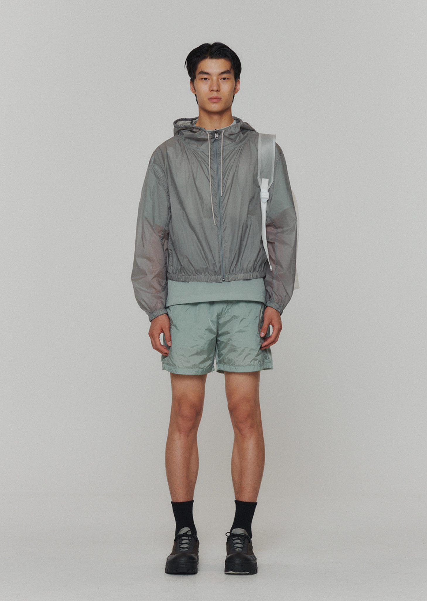 AMOMENTO☆23SS GLOSSY BANDING SHORTS AMOMENTO Glossy Banding Shorts - Mint | Garmentory