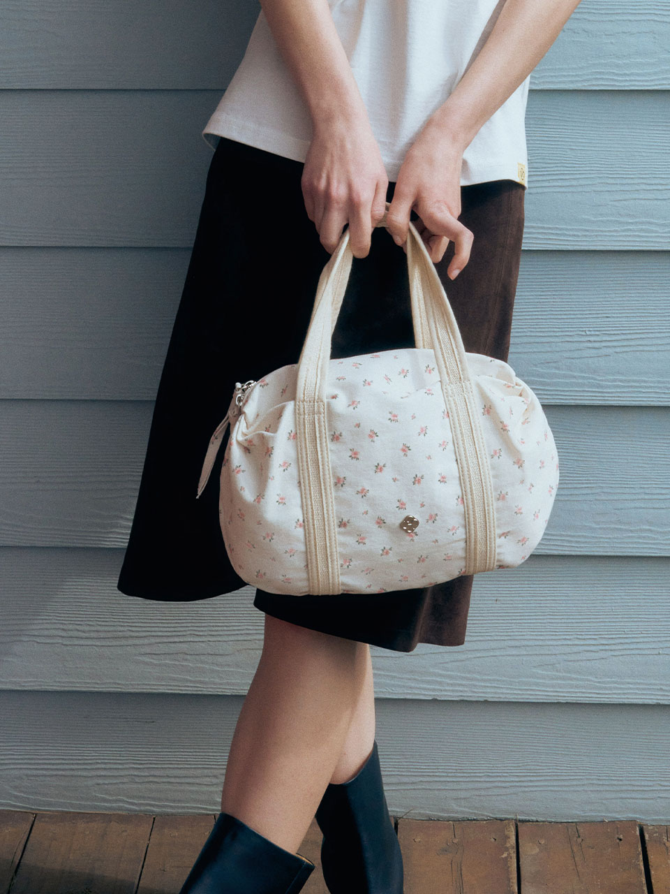 韓国大人気ブランド★HEEARI Aurora Shirring Duffle Bag_Floral HEEARI Aurora Shirring Duffle Bag