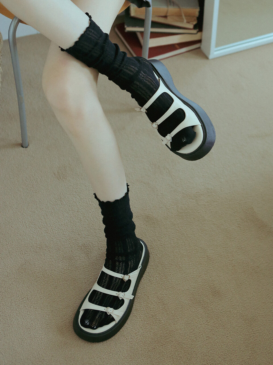 フラットシューズ ^fri fla^ ljh7063 platform heart strap mule 4colors 5008660 한섬 EQL