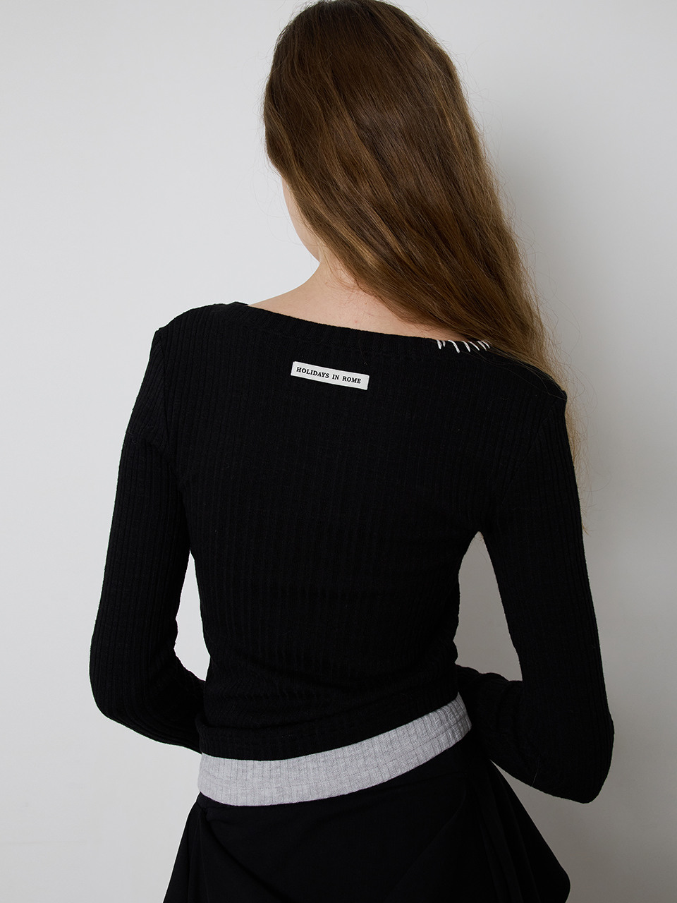 ★MEENDERI★LAYERED STITCH T-SHIRT - GREY★正規品/直送料込 한섬 EQL