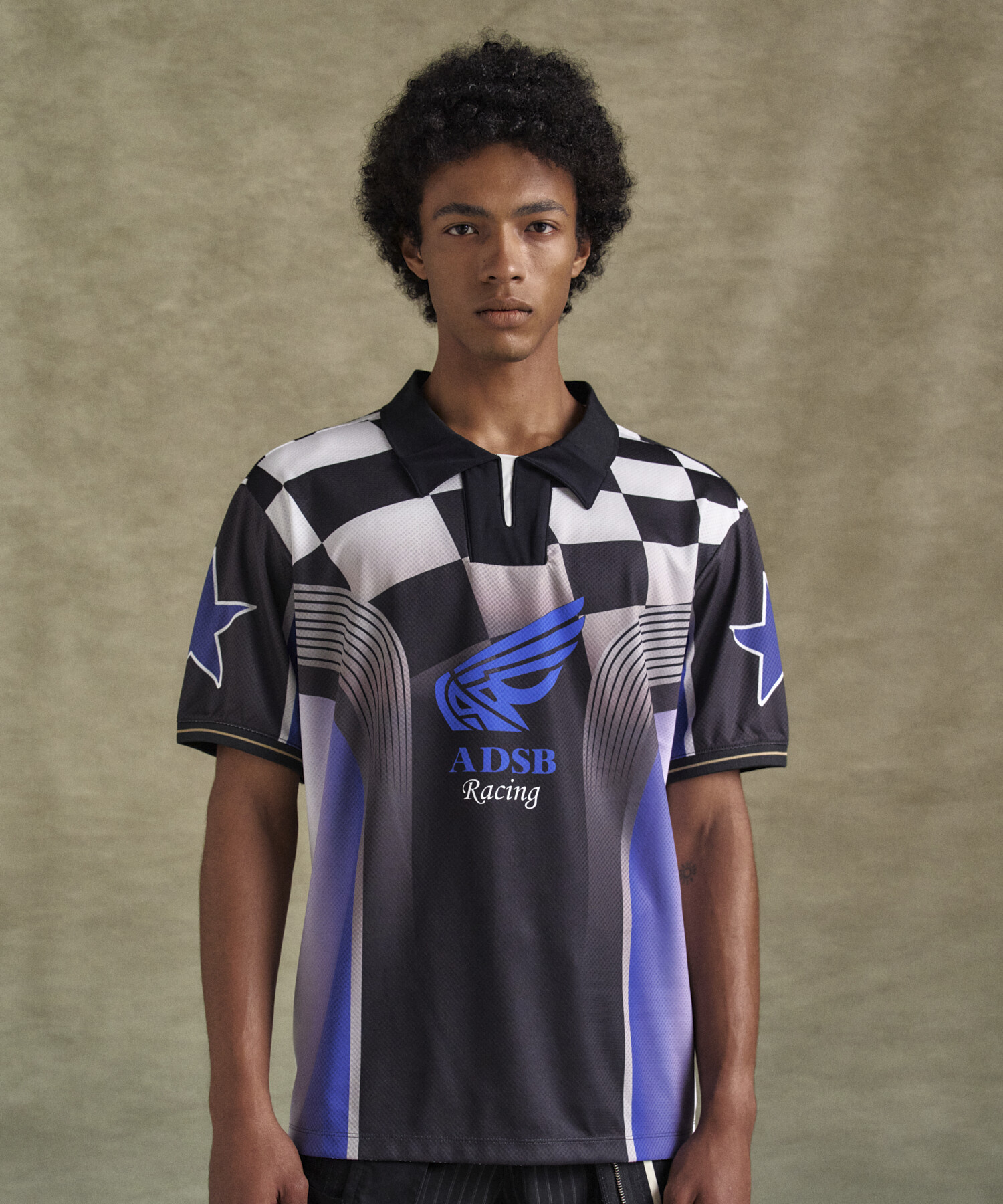 [Andersson Bell] CHECKERBOARD RACING T-SHIRTS★韓国人気 ATB1247M-BLK_sivasdescalzo-