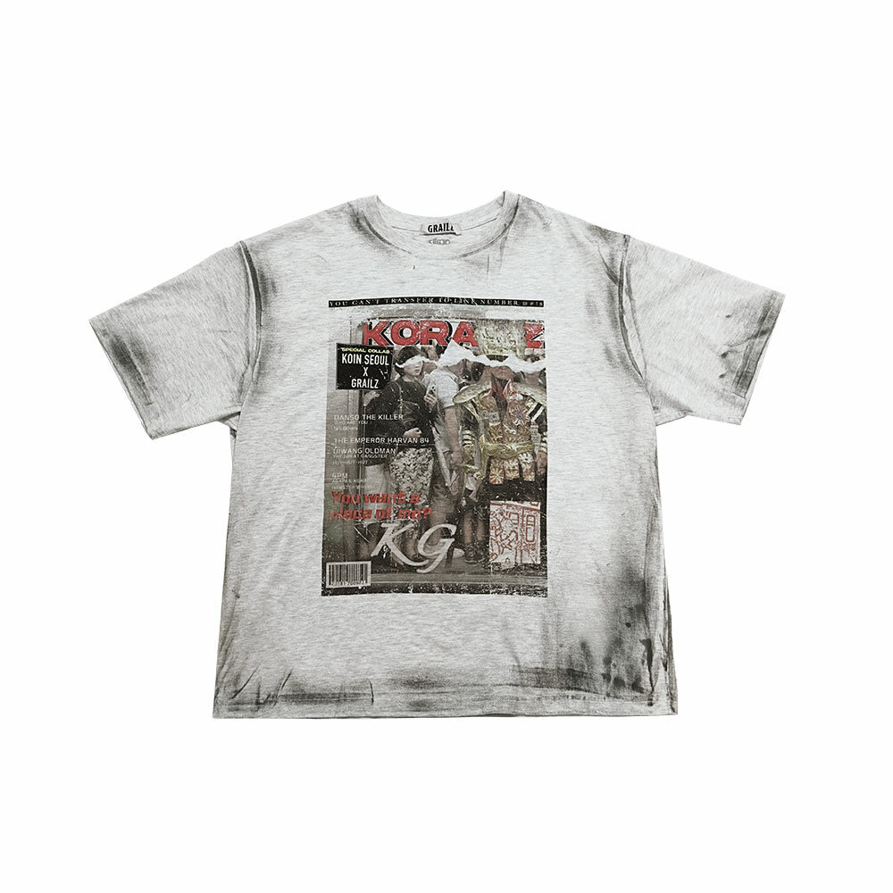 ★GRAILZ★ GRAILZ X KOIN SEOUL MAGAZINE TSHIRTS MELANGE GREY 한섬 EQL