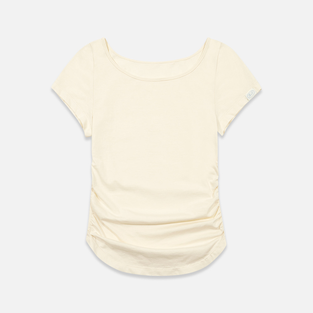 MARGARIN FINGERS ♥ BOAT SHIRRING T-SHIRT /追跡付 한섬 EQL