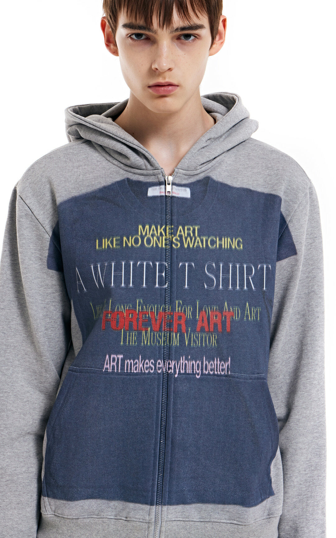 [THE MUSEUM VISITOR]★韓国人気★GUT APPLIQUE LONG SLEEVE GUT APPLIQUE LONG SLEEVE (LIGHT GREY) : THE MUSEUM VISITOR