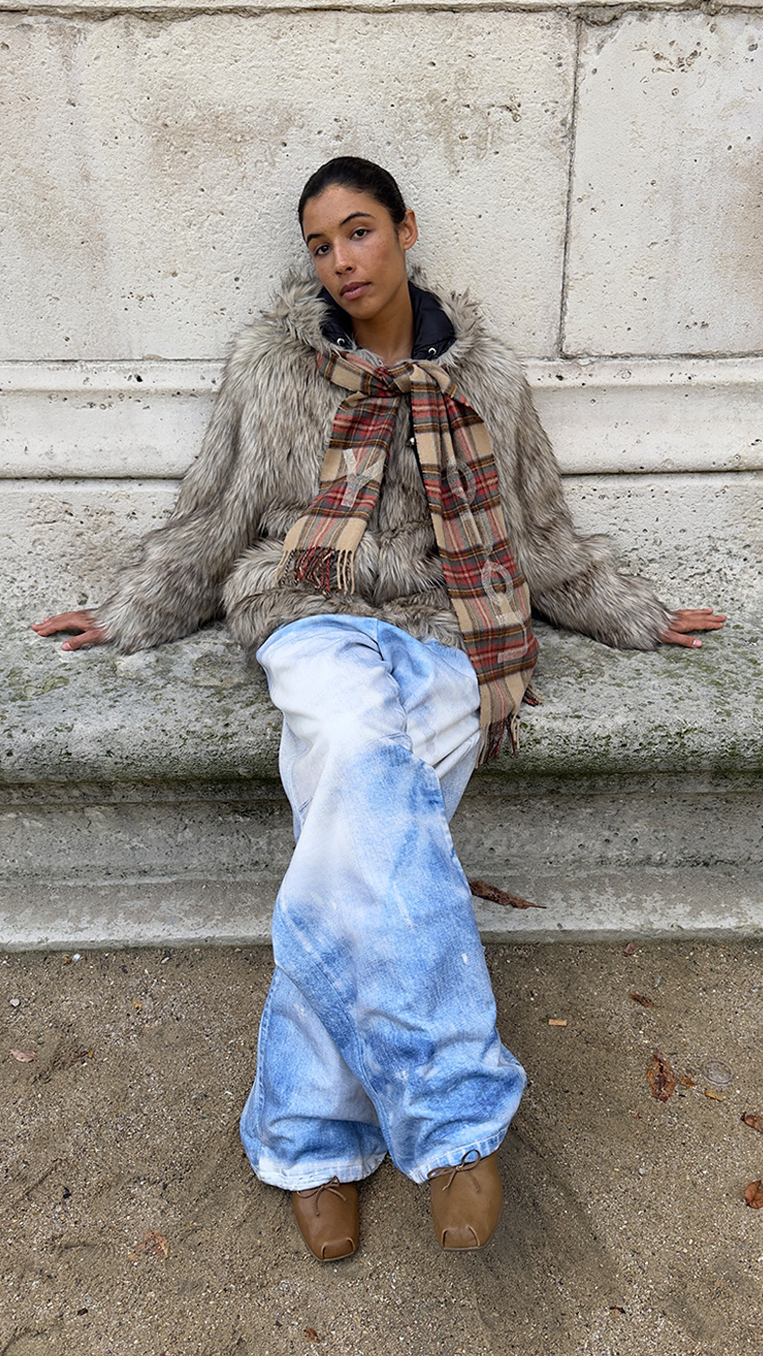 小物 OPEN YY YY STRIPE SCARF CHARCOAL OPEN YY YY STRIPE SCARF CHARCOAL（OPEN YY】24FW YY STRIPE